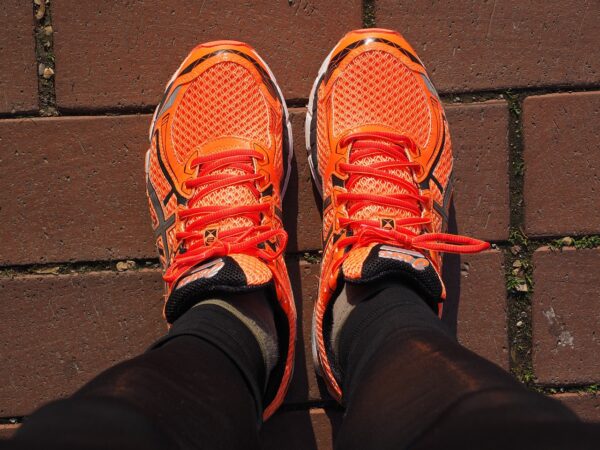 shoes, running shoes, orange